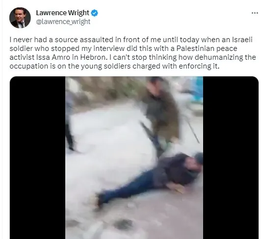 حیرت خبرنگار نیویورکر از رفتار سرباز اسرائیلی با فعال فلسطینی